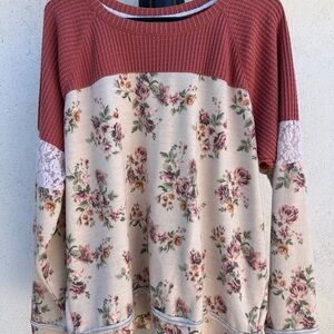 Knox Rose Rose-Pink Waffle Knit Pullover